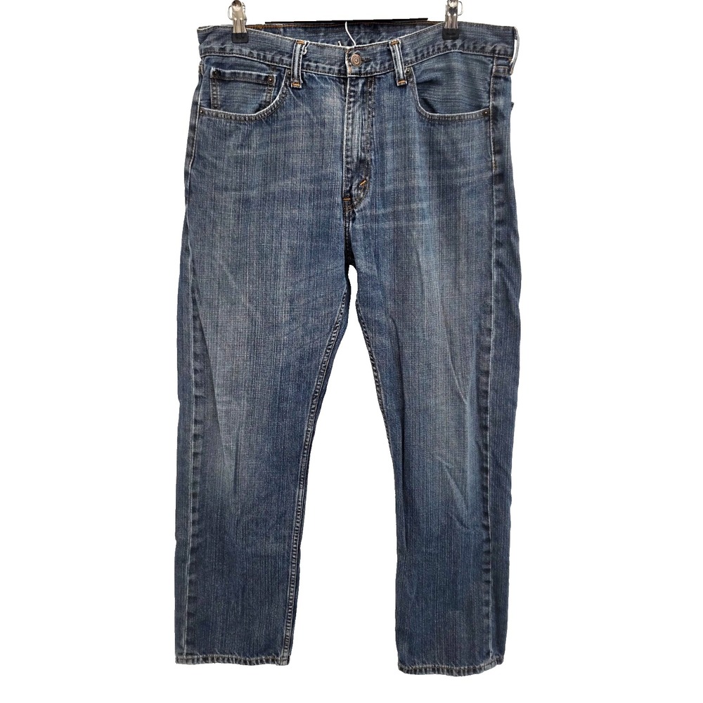Levis Mens 36x32 Blue 505 Straight‎ Leg Medium Wash Denim Classic Fit Jeans
